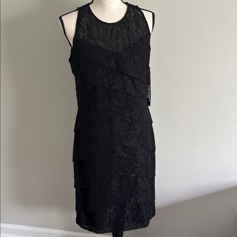 NWT WHBM Black Lace “Instantly Slimming”Dress, sz 14
